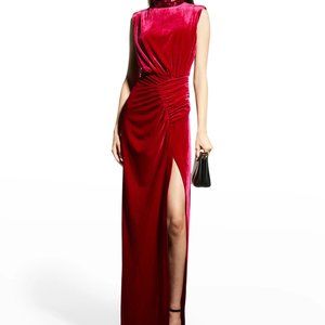 Ronny Kobo Sequin Velvet Red Gown